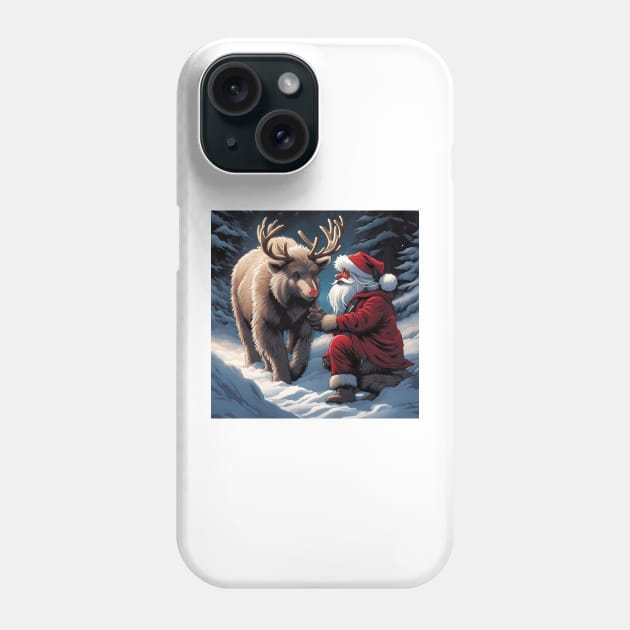 Teddy as Rudolf the Red Nose Reindeer Phone Case by Colin-Bentham