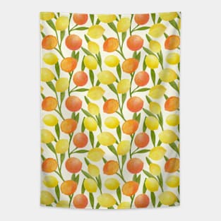 Yellow Lemons and Oranges Citrus Summer Pattern Tapestry