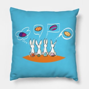 Four Bunnies dreaming of Eggs Pillow