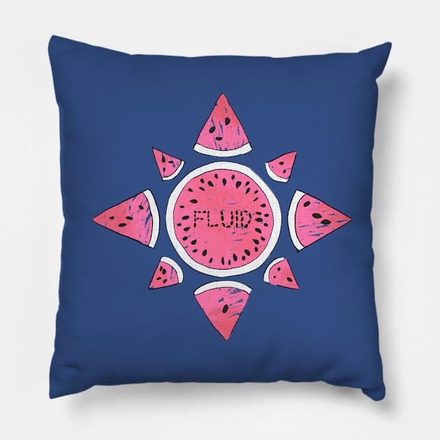 summertime-watermelon Pillow by fluid