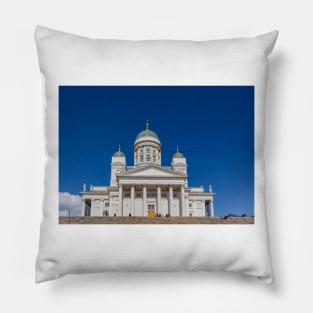 Main entrance to white Helsinki Cathedral Pillow