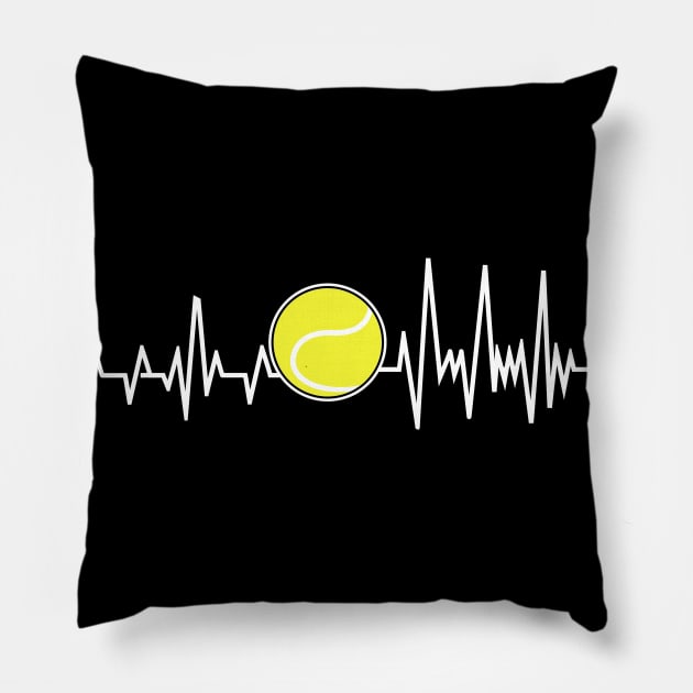 Tennis Heartbeat Player Passion Pillow by Shirtbubble