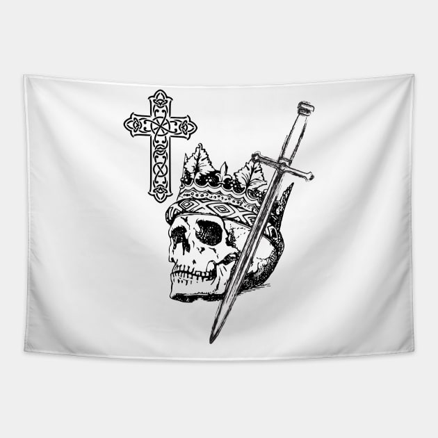 Crowned skull Tapestry by Psychodelic Goat