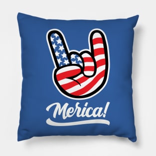 Merica Rocker Hand USA Flag American Pillow