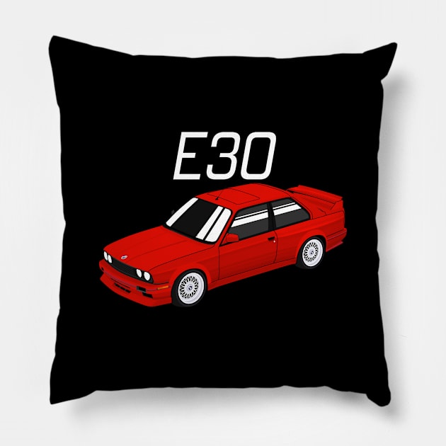 E30 bimmer red candy Pillow by masjestudio