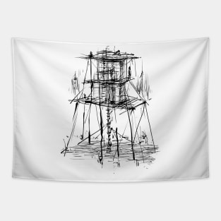 architecture - wood tower Tapestry