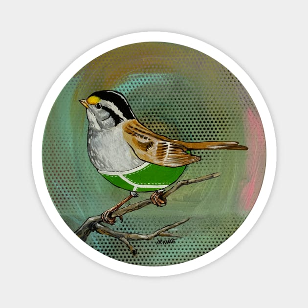 White Throated Sparrow Wearing Over-priced Vintage Y Fronts Magnet by GnarledBranch