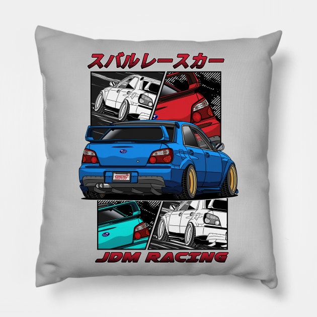 JDM Subie Impreza WRX STi 2000 Pillow by Guyvit