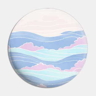 Waved Pattern Blue, Pink, and Beige Pastel Colors Pin