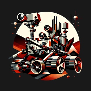 Geometric Mars Rover Adventure | Abstract Planetary Exploration Tee T-Shirt