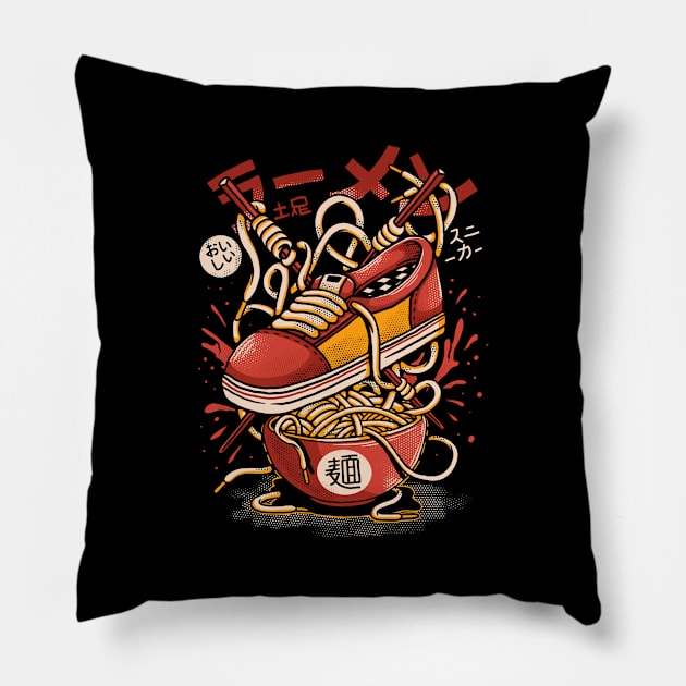 ramen sneaker Pillow by sober artwerk