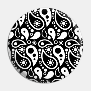 Black and white paisley pattern Pin