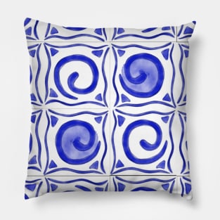 Blue and white swirly pattern Pillow