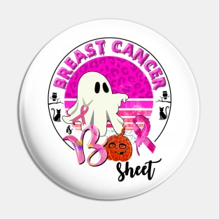 Boo Pumpkin Cute Ghost Pink Ribbon Breast Cancer Halloween Pin