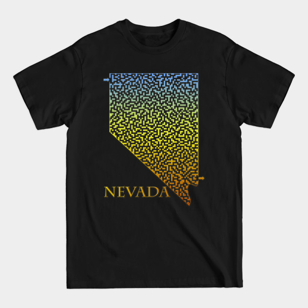 Discover State of Nevada Colorful Maze - Nevada - T-Shirt