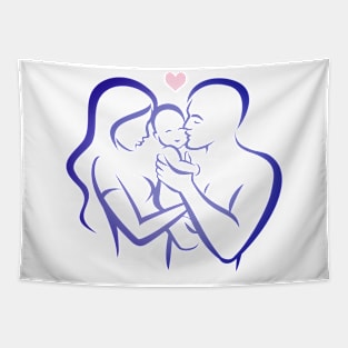 Happy family line drawing Tapestry