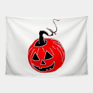 Happy Hallowin Party Halloween day red pumpkin pixel art Tapestry