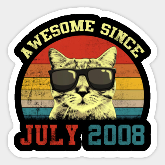 Awesome Since July 2008 12th Birthday Gift Cat Lover Awesome