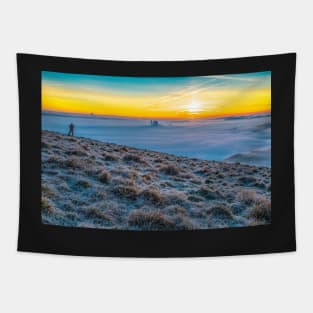 A cloud inversion sunrise on Mam Tor, Derbyshire Peak District, UK Tapestry