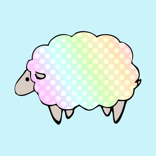 Pastel Rainbow Polkadot Sheep by tanyadraws