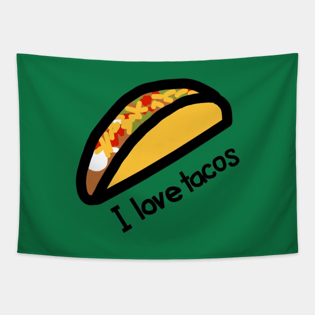 I love Tacos Food Graphic Tapestry by ellenhenryart