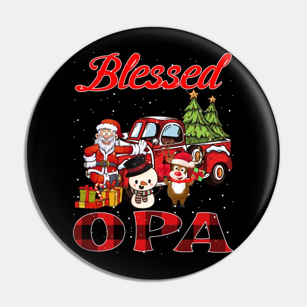 Blessed Opa Red Plaid Christmas Pin by intelus