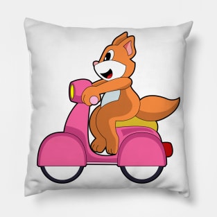 Cat as Biker with Scooter Pillow