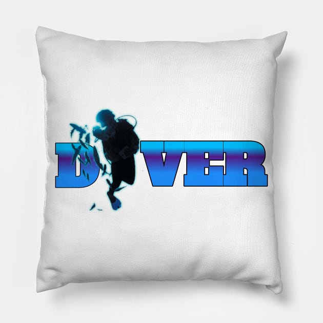 Scuba diving t-shirt design Pillow by Coreoceanart