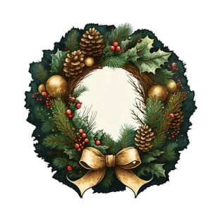 Festive Holiday Wreath with Pinecones T-Shirt