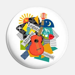 Cubist Guitar Collage Pin