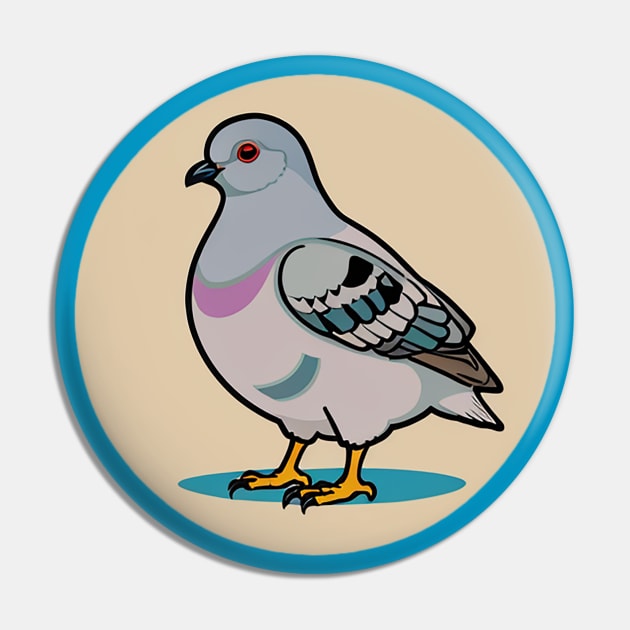 Funky Little Pigeon Guy Side Profile Pin by CursedContent