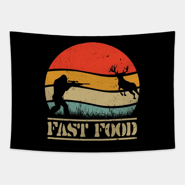Bigfoot Fast Food Deer Hunter Tapestry by Etopix