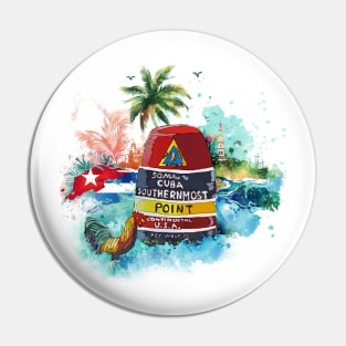 Key West Southern Most Point with Cuban Background Pin