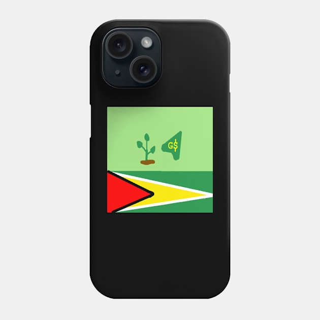 Sporty Guyana Design on Black Background Phone Case by 2triadstore
