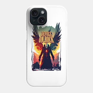 fantastic wings devil skull on rock graphic design and illustration by ironpalette Phone Case