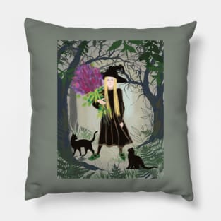 Woodland Witch with a bouquet Pillow