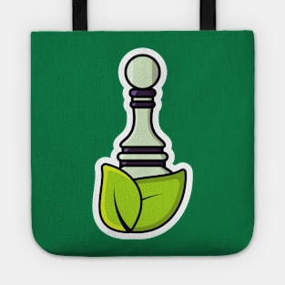 Pawn Chess with Green Leaves Sticker design vector illustration. Sport board game object icon concept. Green leaf and chess sticker design icon logo with shadow. Tote