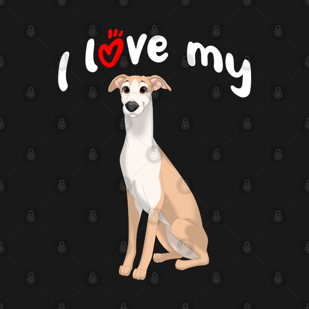 I Love My Fawn & White Whippet Dog by millersye