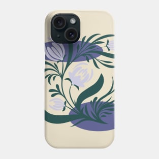 Folk floral print . Abstract flowers art , poster. Phone Case