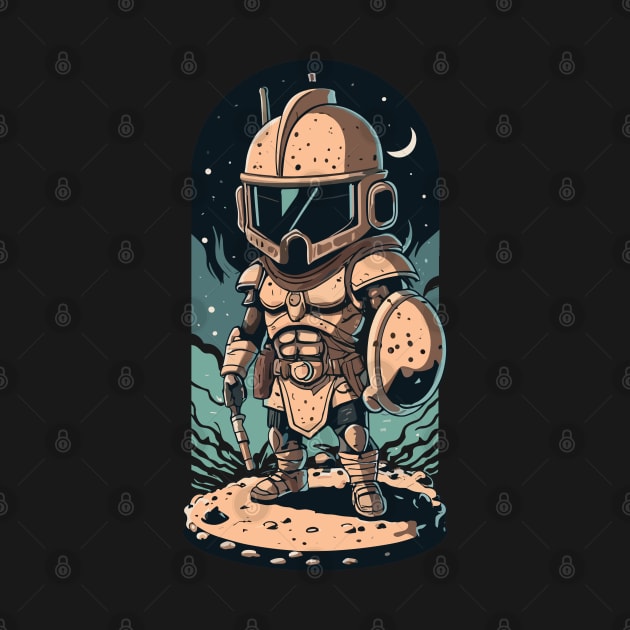 Warrier with spartan helmet on the moon by Intellistyle