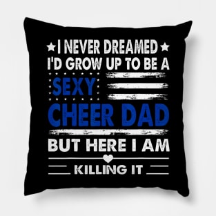 Cheer Dad Us Flag Cheerleading Cheerleader Father Cheer Pillow