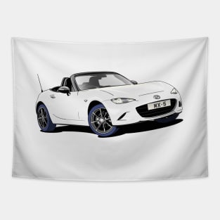 White Mazda Miata MX-5 Roadster Tapestry