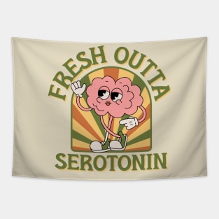 fresh outta serotonin, funny retro mascot Tapestry