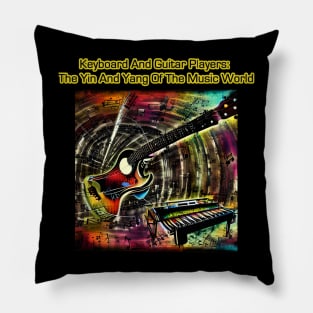 Guitar and Keyboards, The Yin and Yang Of The Music World Pillow