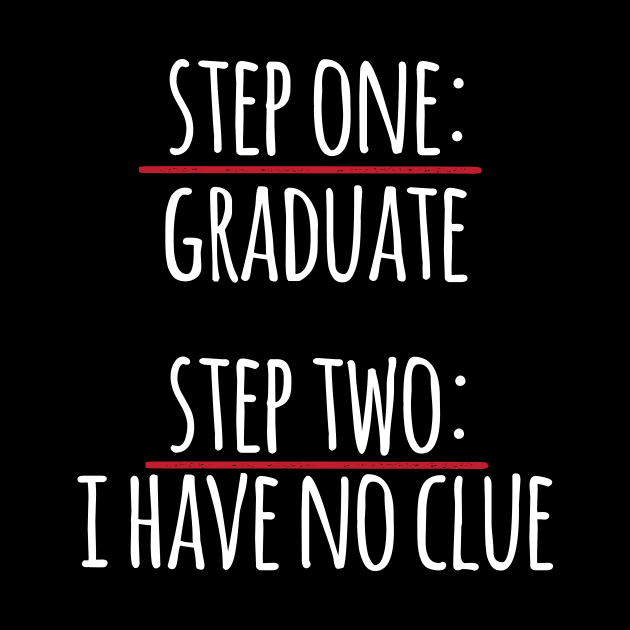 Step One Graduate Step Two No Clue by thingsandthings