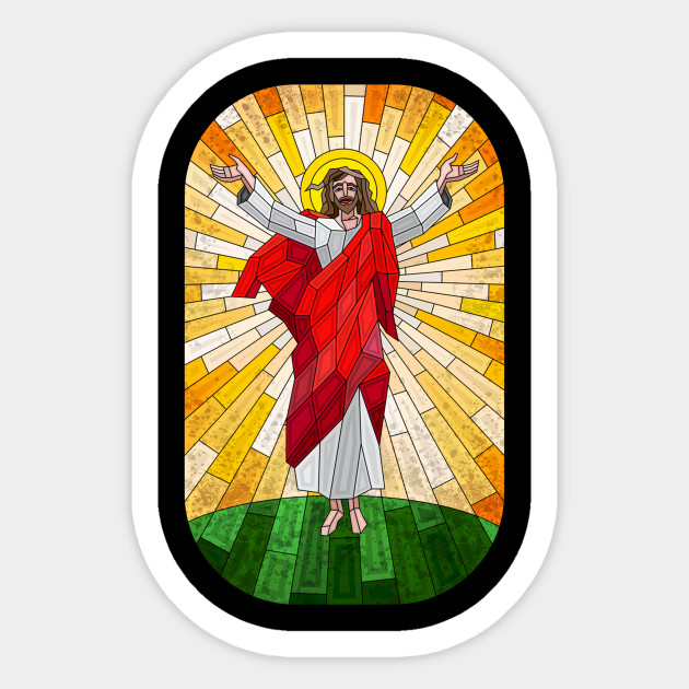 Stained Glass Painting Of Jesus Christ Religious Sticker