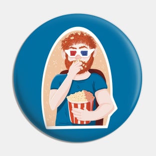 Movie lover man eating popcorn Pin