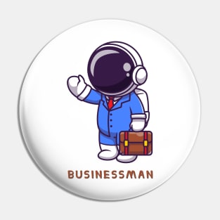 Cute astronaut businessman cartoon Pin