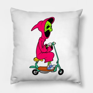 grim reaper riding a scooter Pillow