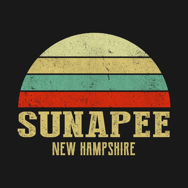 SUNAPEE NEW HAMPSHIRE Vintage Retro Sunset by LIPTIN